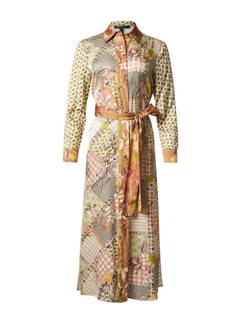 Multi Patchwork Print Shirt Dress