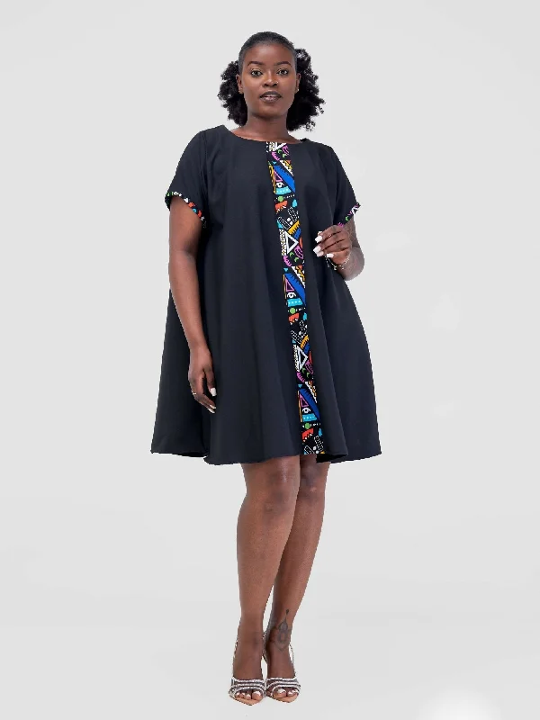 Chic Clique Tumaini Ankara Detail Dress - Black