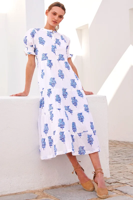 Cordelia Block Print Dress | Daliya Buta Blue