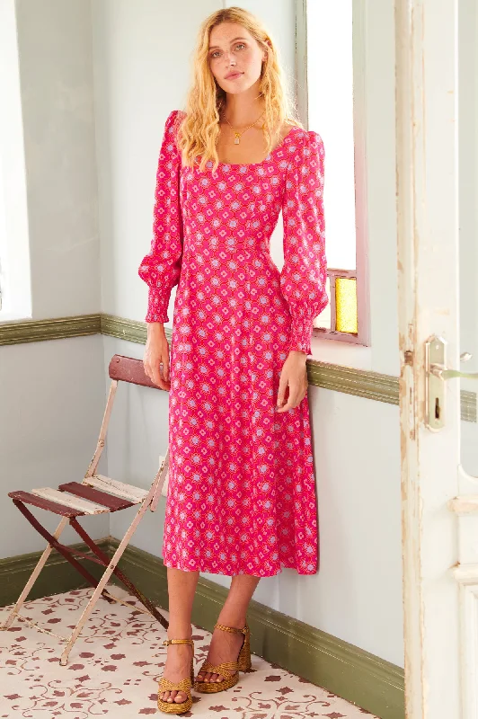 Iyla Dress | Geo Floral Bright Pink