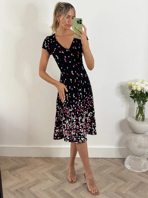 Jolie Moi Sasha Midi Dress, Black Multi