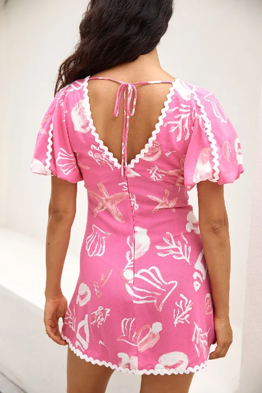 Seashell Searching Mini Dress Pink