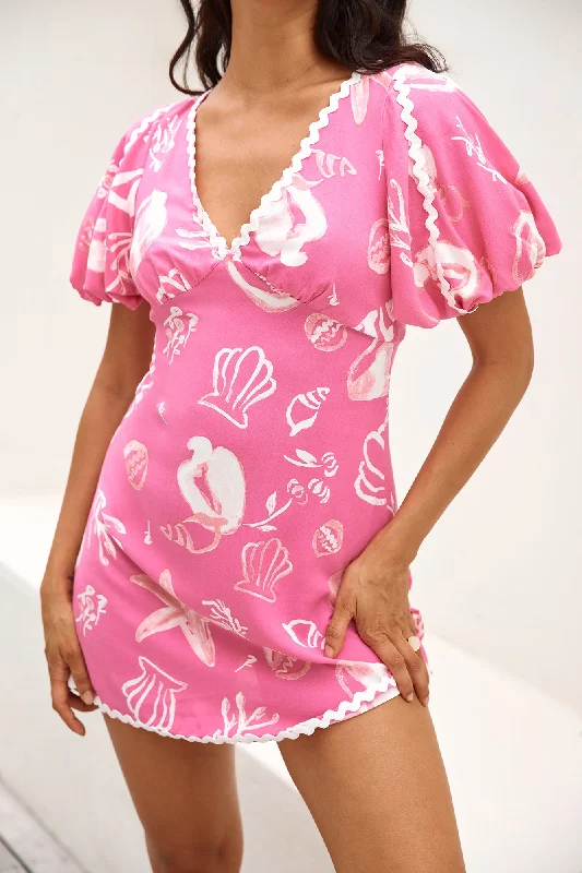 Seashell Searching Mini Dress Pink