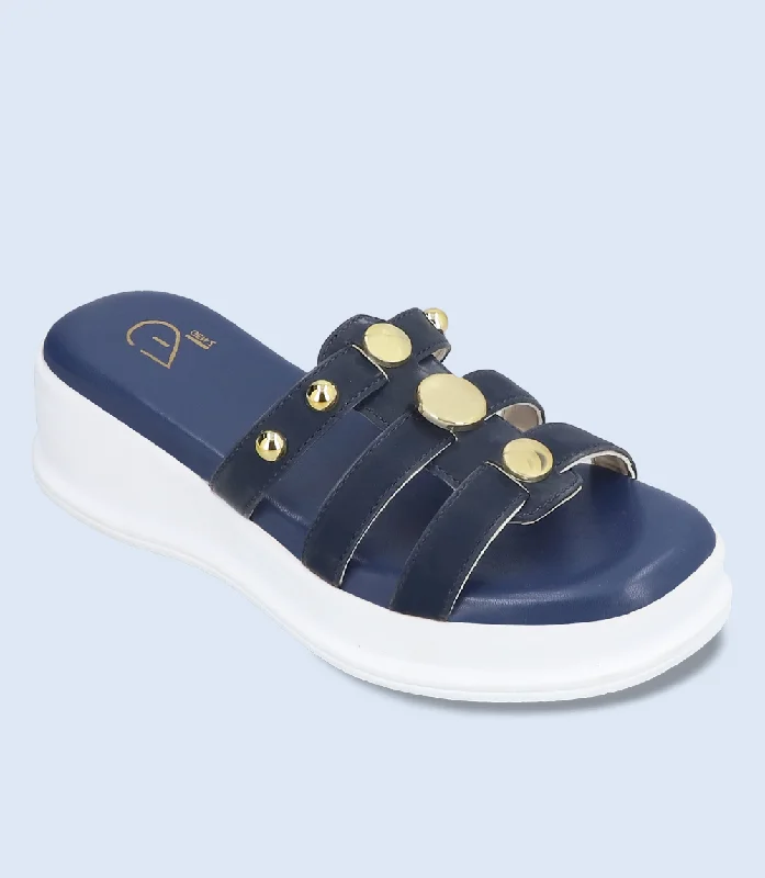 BW6348-NAVY-Women Platform Slipper