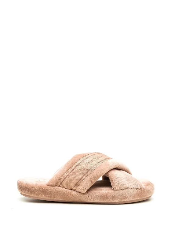 Tommy Hilfiger Womens Comfy Strap Slippers, Blush