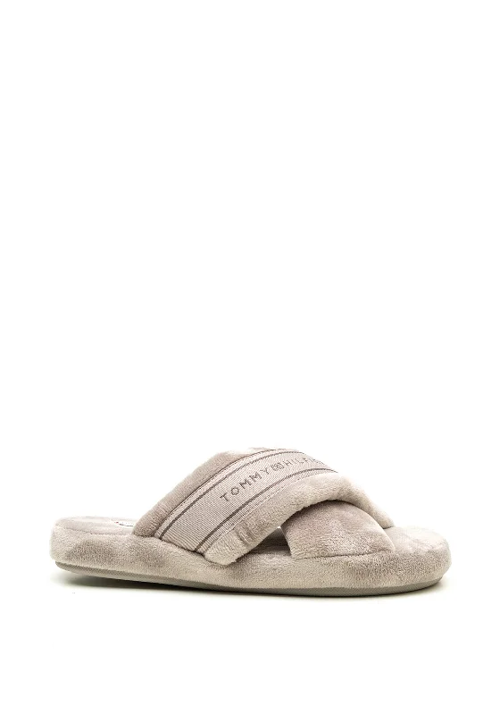 Tommy Hilfiger Womens Comfy Strap Slippers, Grey