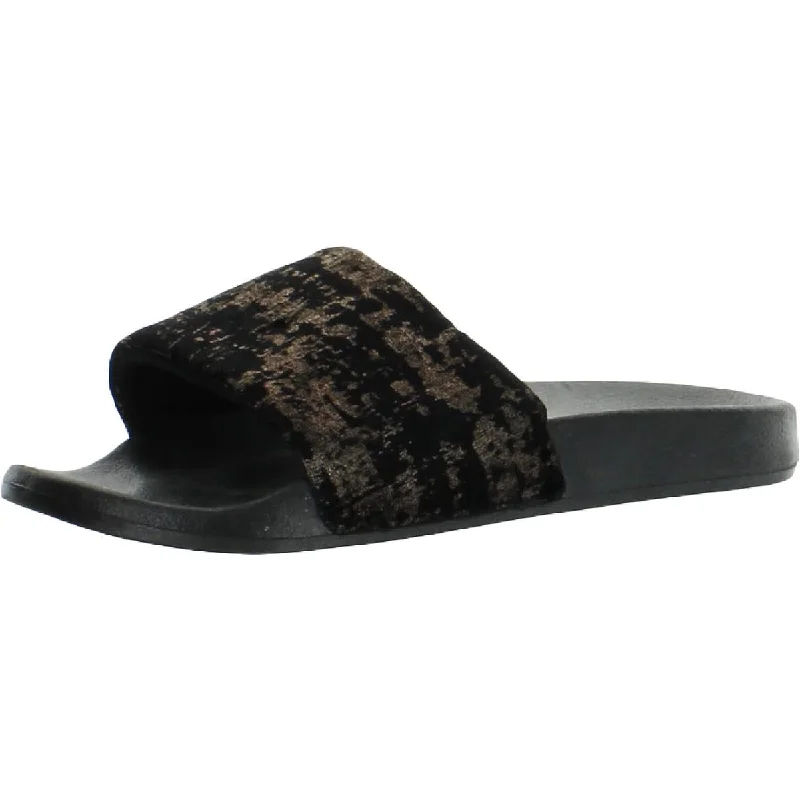 INC Womens Velvet Metallic Slide Sandals