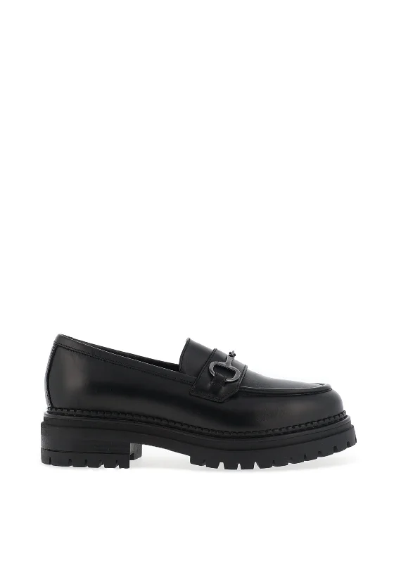 Nero Giardini Leather Platform Loafers, Black