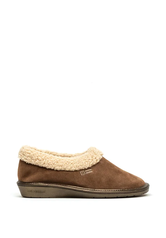 Norkidas Suede Sherpa Trim Slippers, Brown