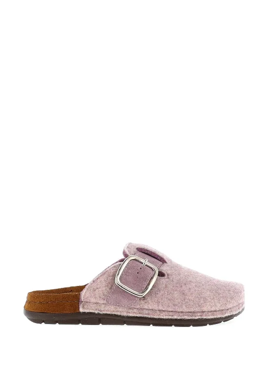 Rohde Wool Buckle Slip on Mules, Lilac