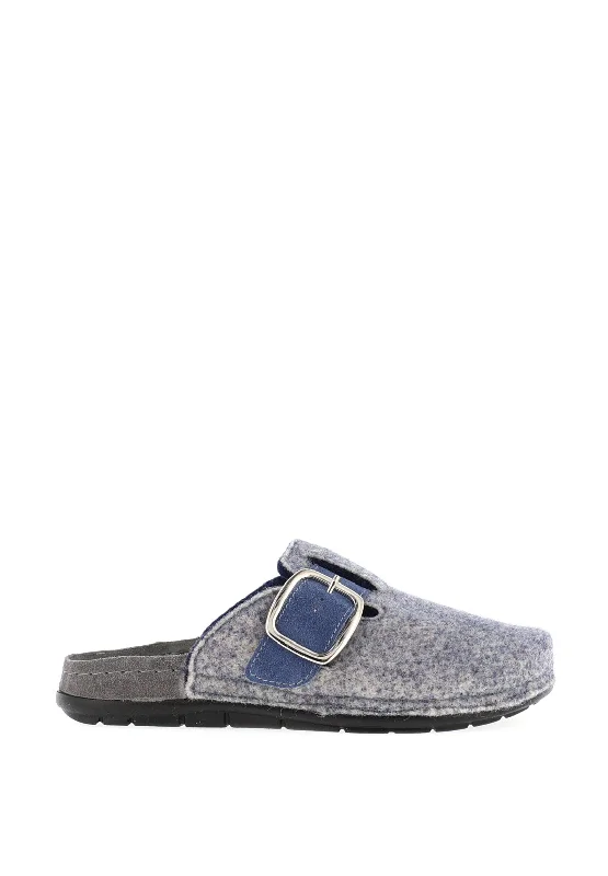 Rohde Wool Buckle Slip on Mules, Blue